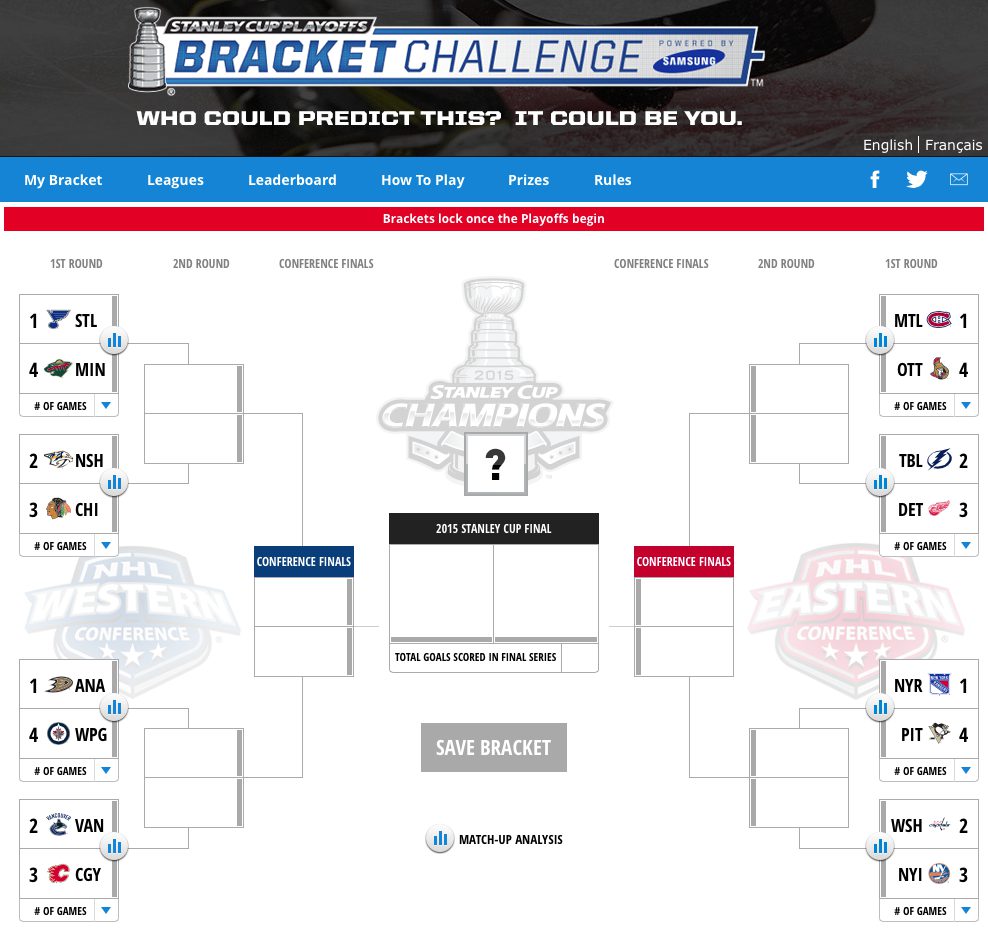 Printable Stanley Cup Bracket